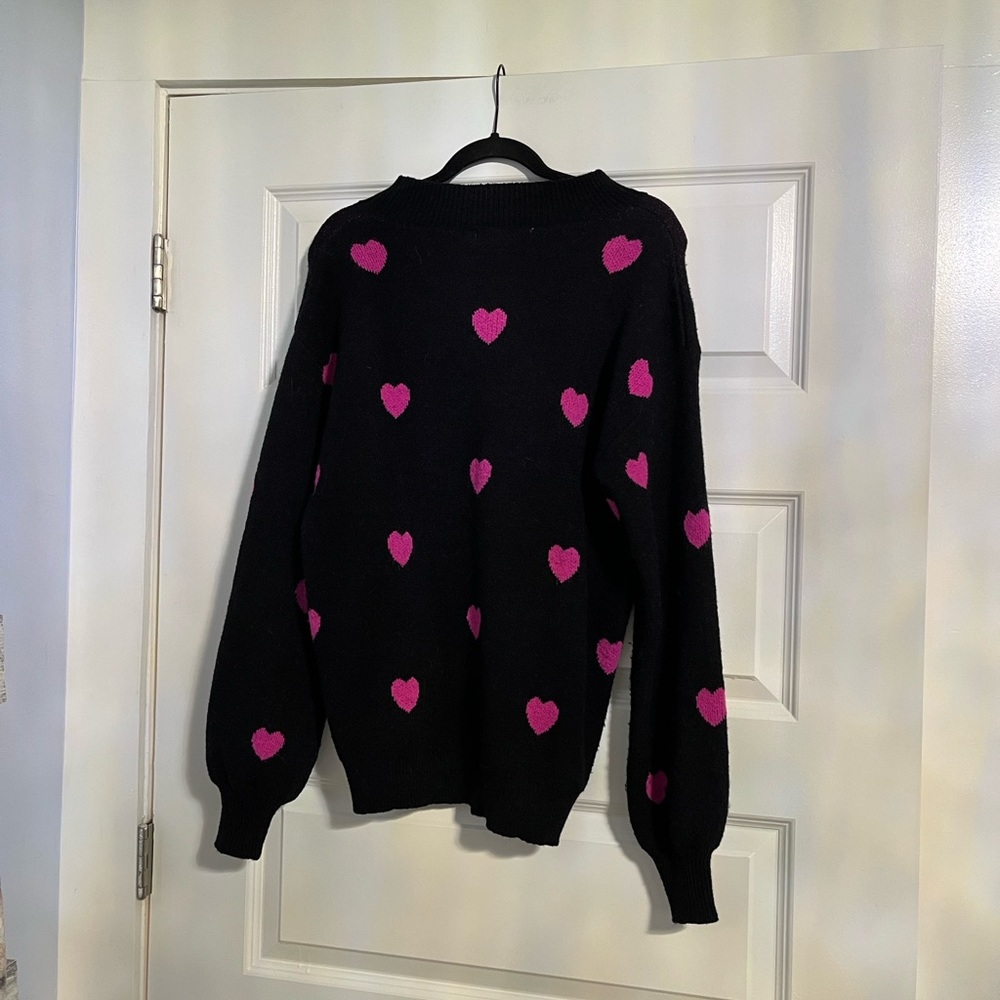 Miss Sparkling Crew Neck Black Sweater with Pink Heart 🩷 Design - Picture 5 of 7